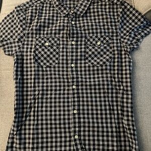 H&M Black and White Checkered Casual Button Down Shirt